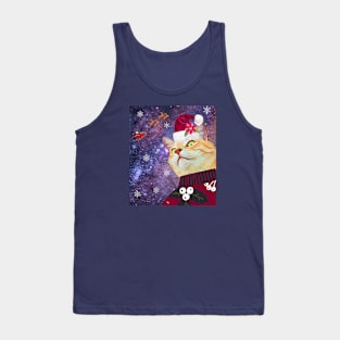 Cosmic Cat says Happy Holidays Tank Top